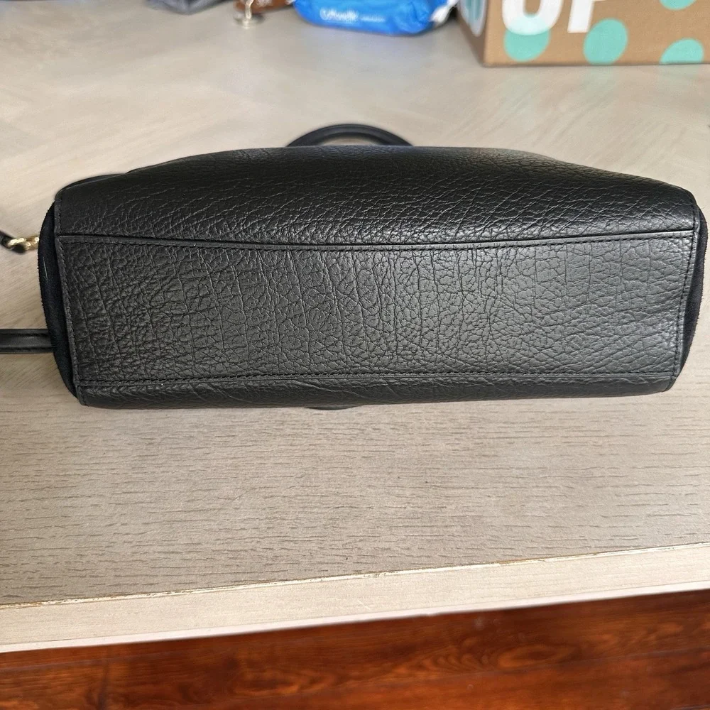 Coach Prairie Satchel Black Leather Suede Crossbody Bag Minimalist